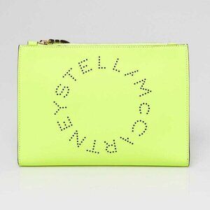 Stella McCartney Flou Yellow Faux Leather Wristlet Clutch Bag